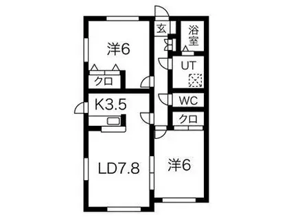 ラシーヌB(2LDK/1階)の間取り写真