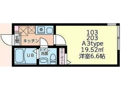 プラナス西谷II(1K/1階)の間取り写真