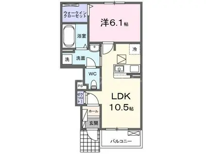 ヤングウッズ柏の葉II(1LDK/1階)の間取り写真