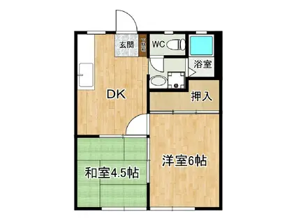 フラワーハイツ(2DK/1階)の間取り写真