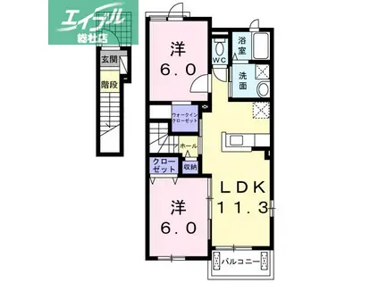 サン メゾン M・K B(2LDK/2階)の間取り写真