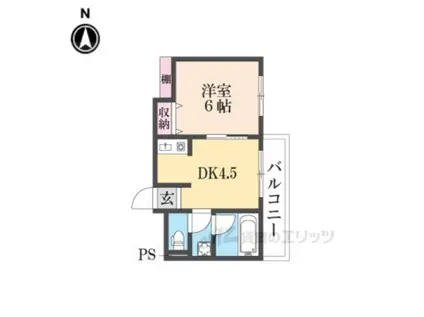 パストラル生駒(1DK/3階)の間取り写真