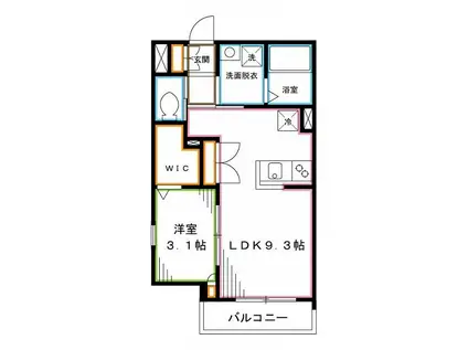 ドミール中野(1LDK/1階)の間取り写真