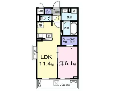 ルポン ボヌール(1LDK/3階)の間取り写真