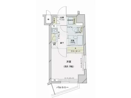 コンシェリア文京根津(1K/2階)の間取り写真