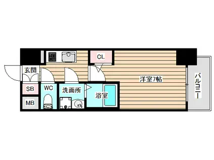 エスリード大阪梅田ウエスト(1K/3階)の間取り写真