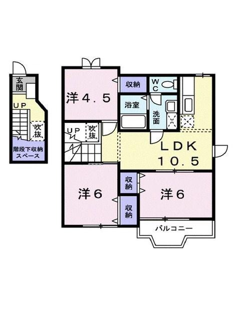 クレメント余戸B(3LDK/2階)の間取り写真