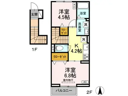 サニーコート スリーリバー(2K/2階)の間取り写真