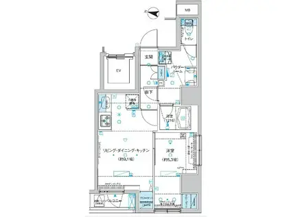 エストゥルース入谷(1K/13階)の間取り写真