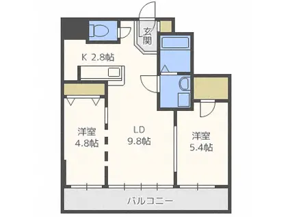 札幌中央レジデンス(2LDK/9階)の間取り写真