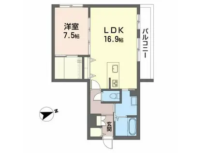 メゾンマスト一関(1LDK/2階)の間取り写真