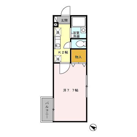 コーポハナミヅキ(1K/2階)の間取り写真
