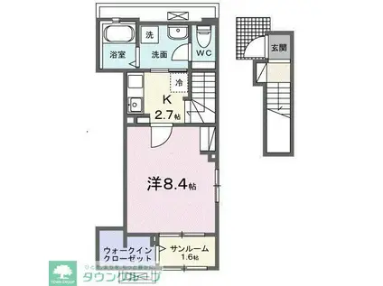 ヒカルサ熊谷石原サウス(1K/2階)の間取り写真