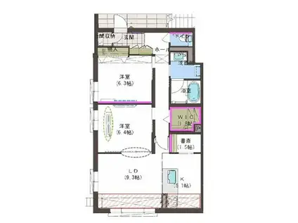 ケントスクエア八番館(2LDK/2階)の間取り写真