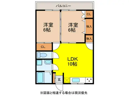 ルネサンス櫻(2LDK/1階)の間取り写真