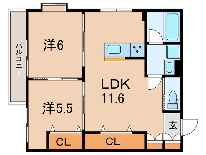 PARKSIDE RESIDENCE(2LDK/3階)の間取り写真