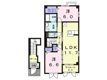 M.Y マーブルハウスII(2LDK/2階)の間取り写真