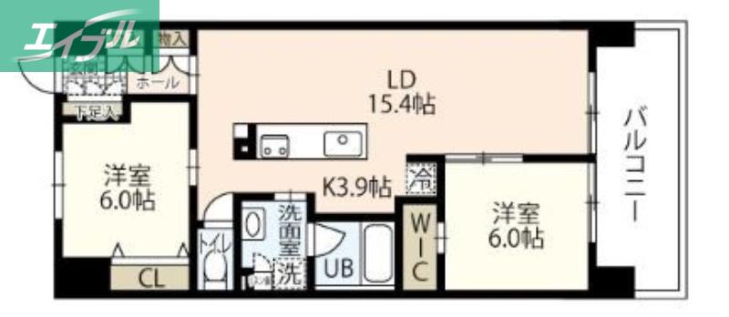 ポレスター岡山ターミナルシティ(2LDK/14階)の間取り写真