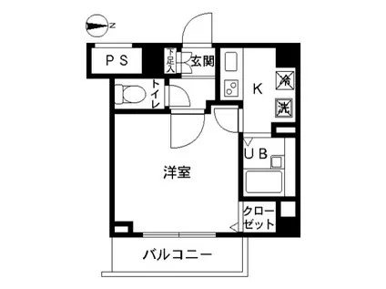 スカイコート大島(1K/2階)の間取り写真