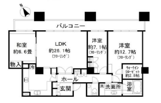 東京ツインパークスLEFT WING(3LDK/45階)の間取り写真