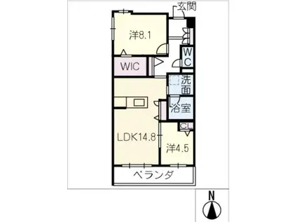 シャーメゾン国府宮駅前(2LDK/1階)の間取り写真
