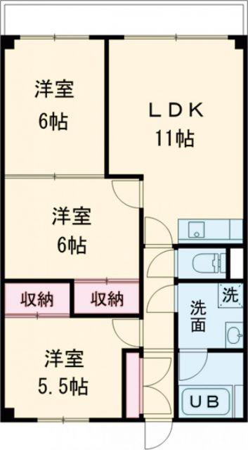 第1シャトウはまなす(3LDK/3階)の間取り写真