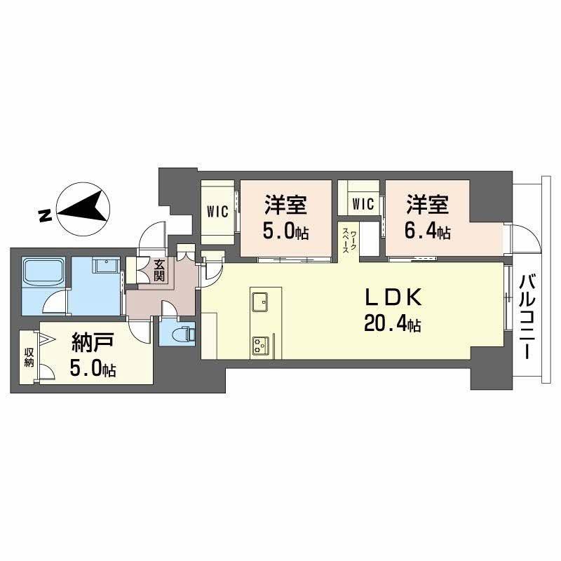 ナナアーク荒町(2SLDK/4階)の間取り写真