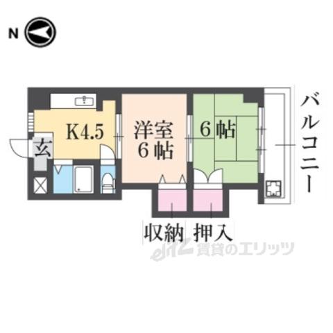 GRANDSTEADY奈良三条(2DK/2階)の間取り写真