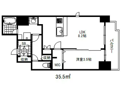 エステムコート神戸元町2ザ・サロン(1LDK/12階)の間取り写真