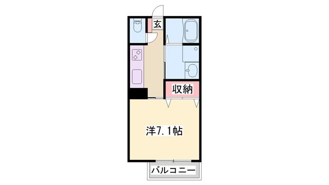 ロイヤルハイツ上本町(1K/1階)の間取り写真