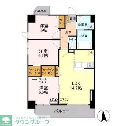 アンクレージュ(3LDK/7階)の間取り写真