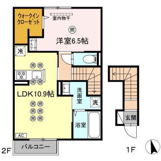 アルカンシェル(1LDK/2階)の間取り写真