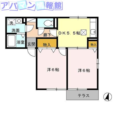 ロイヤルガーデンコートA棟(2DK/1階)の間取り写真
