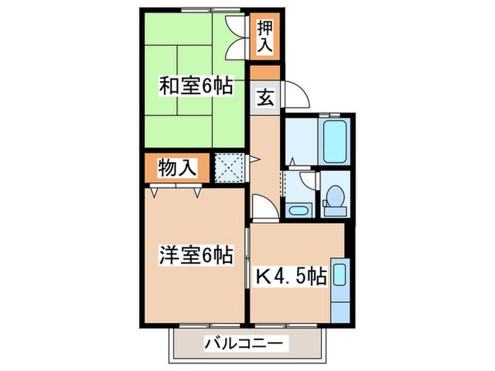 クレセントB(2K/1階)の間取り写真