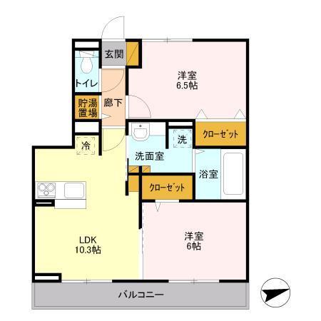 フォレスト1(2LDK/3階)の間取り写真
