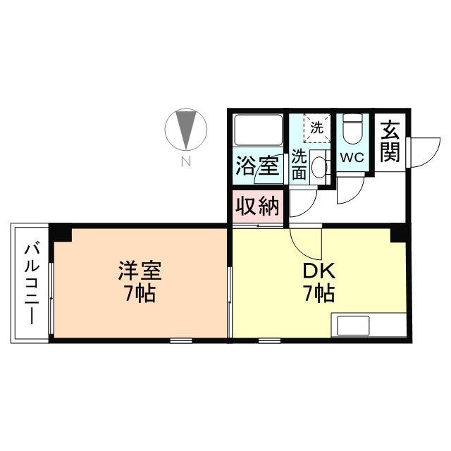 リュミエ白銀(1DK/2階)の間取り写真