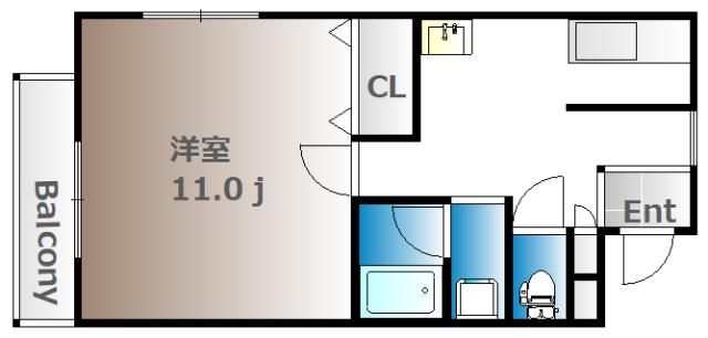 カーサ大薮(1K/1階)の間取り写真