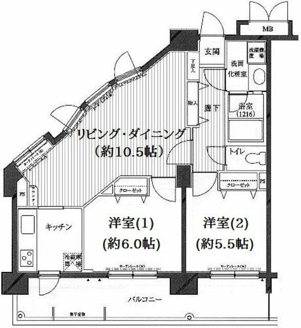 グランド・ガーラ南大井(2LDK/9階)の間取り写真