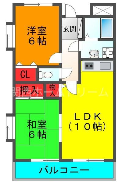 グレイシィーK.Y(2LDK/3階)の間取り写真