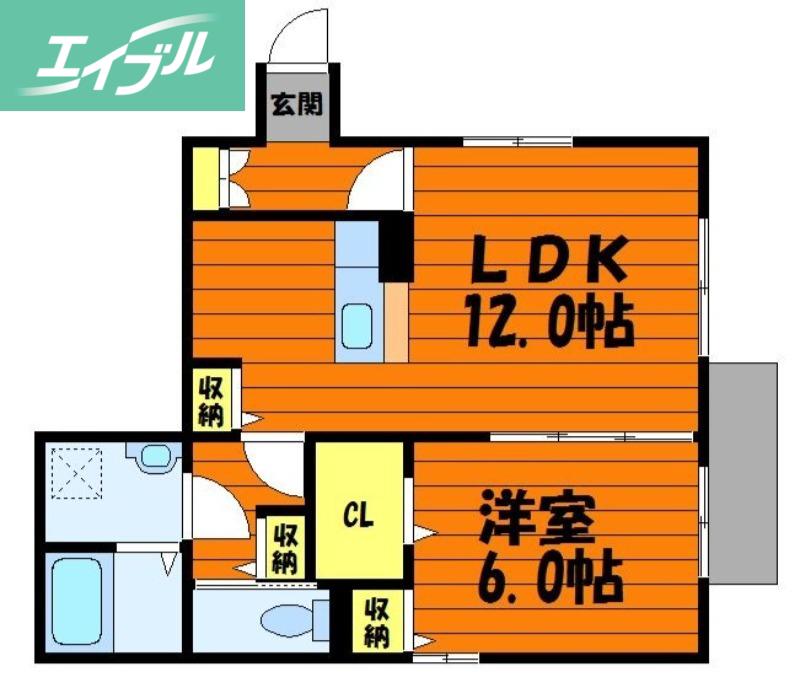 ジーヴォ浜町(1LDK/1階)の間取り写真