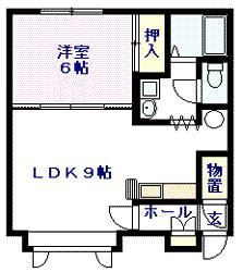 ラフプレイス(1LDK/1階)の間取り写真