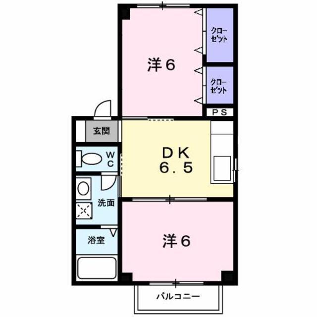 カーネス・リリィB(2DK/1階)の間取り写真