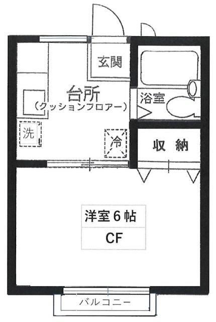 ドアーズフォー(1K/1階)の間取り写真