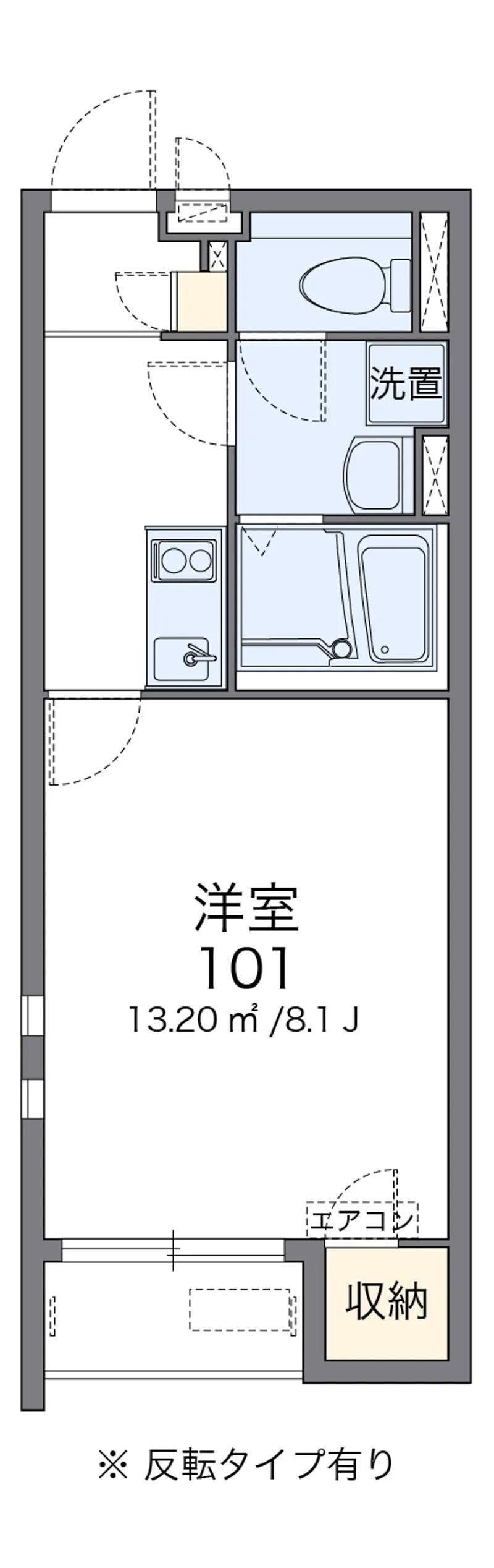 クレイノソレーユ シャルダン(1K/1階)の間取り写真