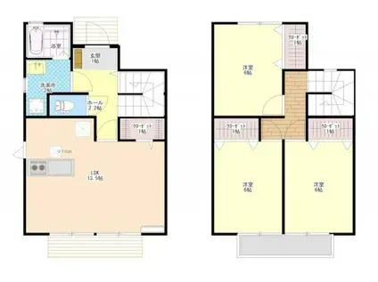 エリー A棟(3LDK/1階)の間取り写真