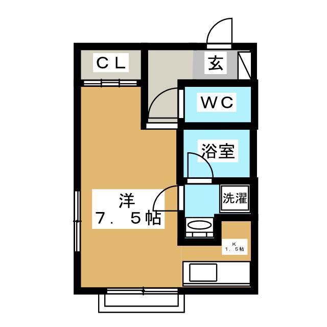 アビタシオン矢向(ワンルーム/1階)の間取り写真