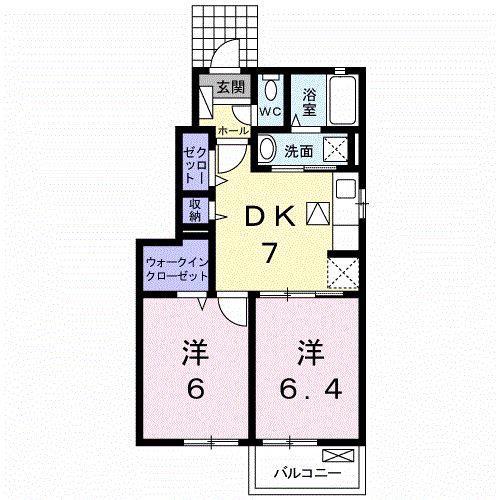 ワイズKM(2DK/1階)の間取り写真