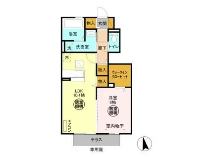 ウインドモーレン(1LDK/1階)の間取り写真