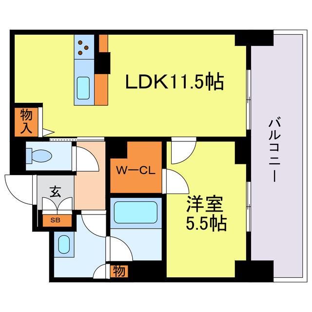 リビエナ グラン 新梅田(1LDK/6階)の間取り写真