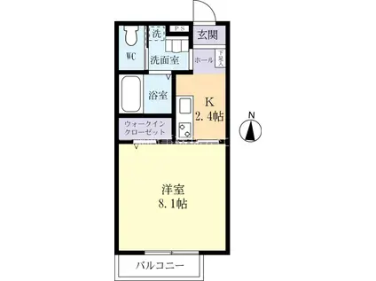 ヴォロンみどりのA(1K/2階)の間取り写真